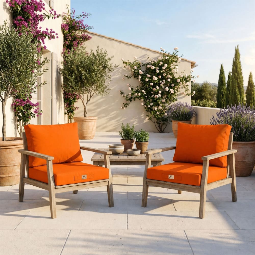 Coussins pour salon de jardin déhoussable 50x50cm orange - Maisons du Monde