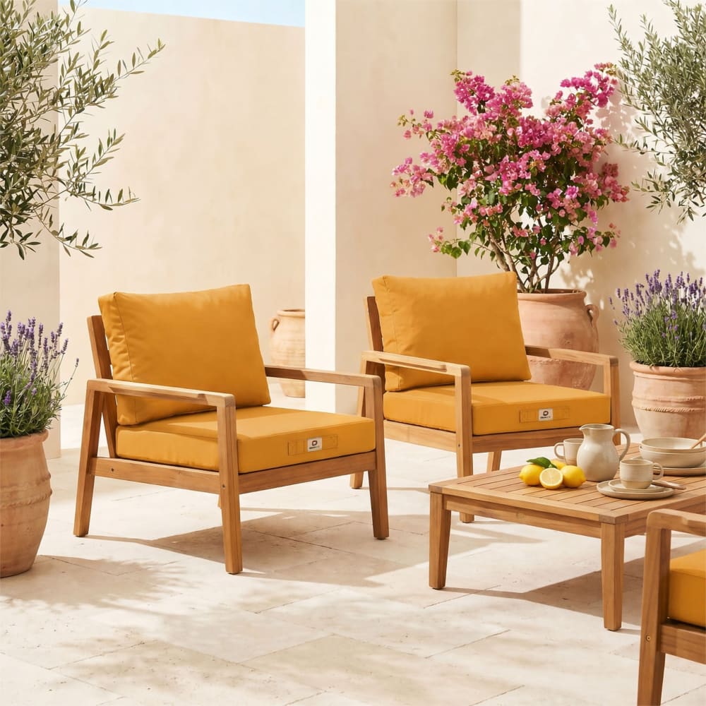 Coussins pour salon de jardin déhoussable 60x60cm jaune - Maisons du Monde