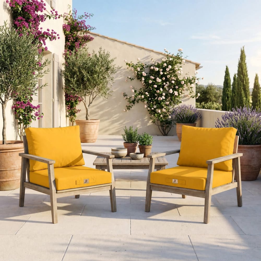 Coussins pour salon de jardin déhoussable 50x50cm jaune - Maisons du Monde