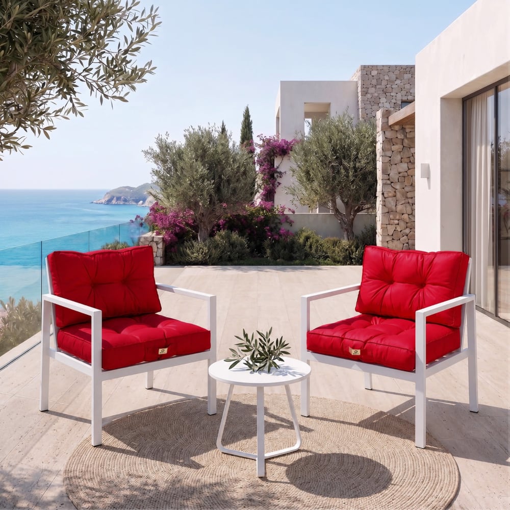 Coussins pour salon de jardin capitonné 60x60cm rouge - Maisons du Monde
