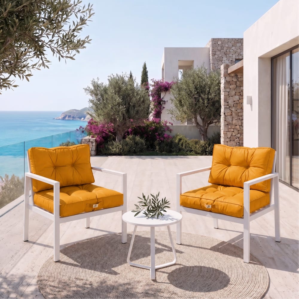 Kissen für Gartensalon gesteppt 60x60cm Gelb - Maisons Du Monde