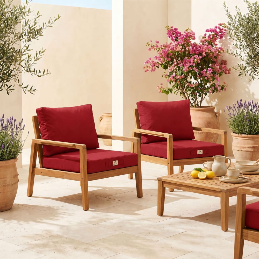 Coussins pour salon de jardin déhoussable 60x60cm rouge - Maisons du Monde