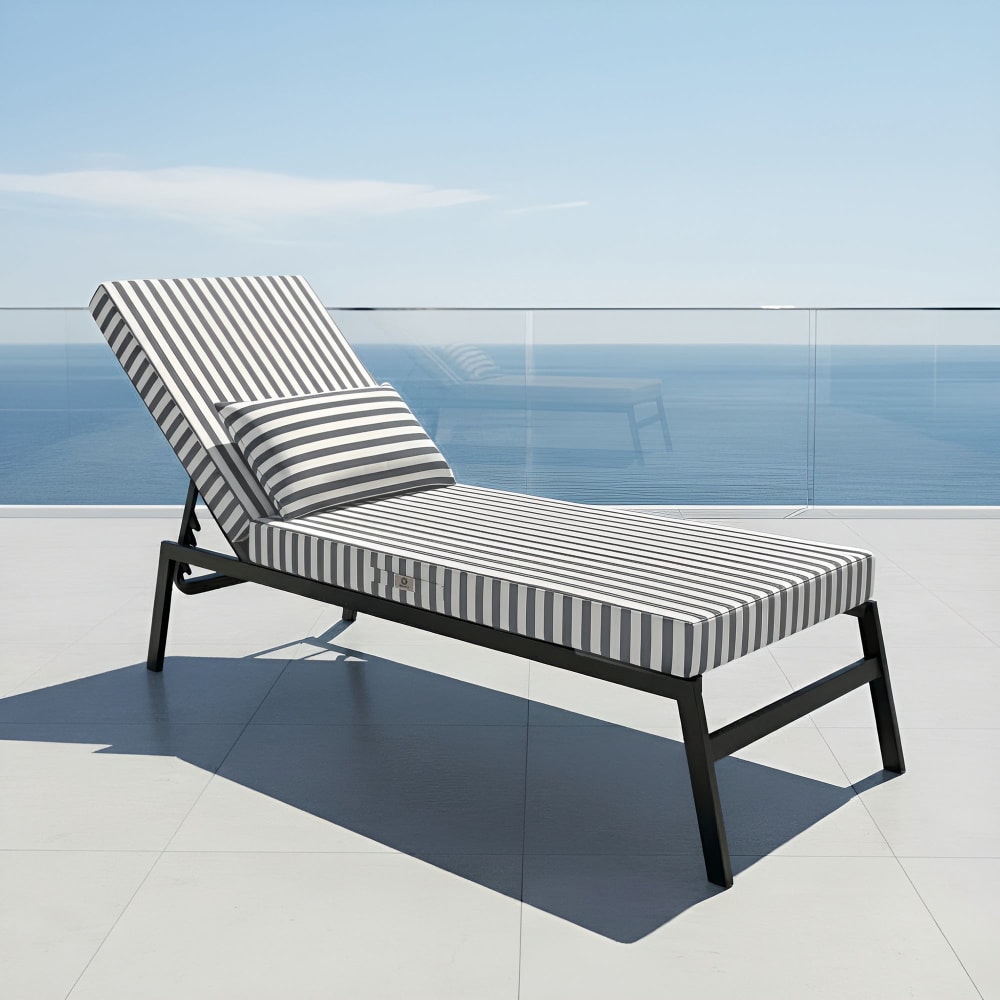 Coussin bain de soleil premium avec coussin - Rayures Gris Foncés