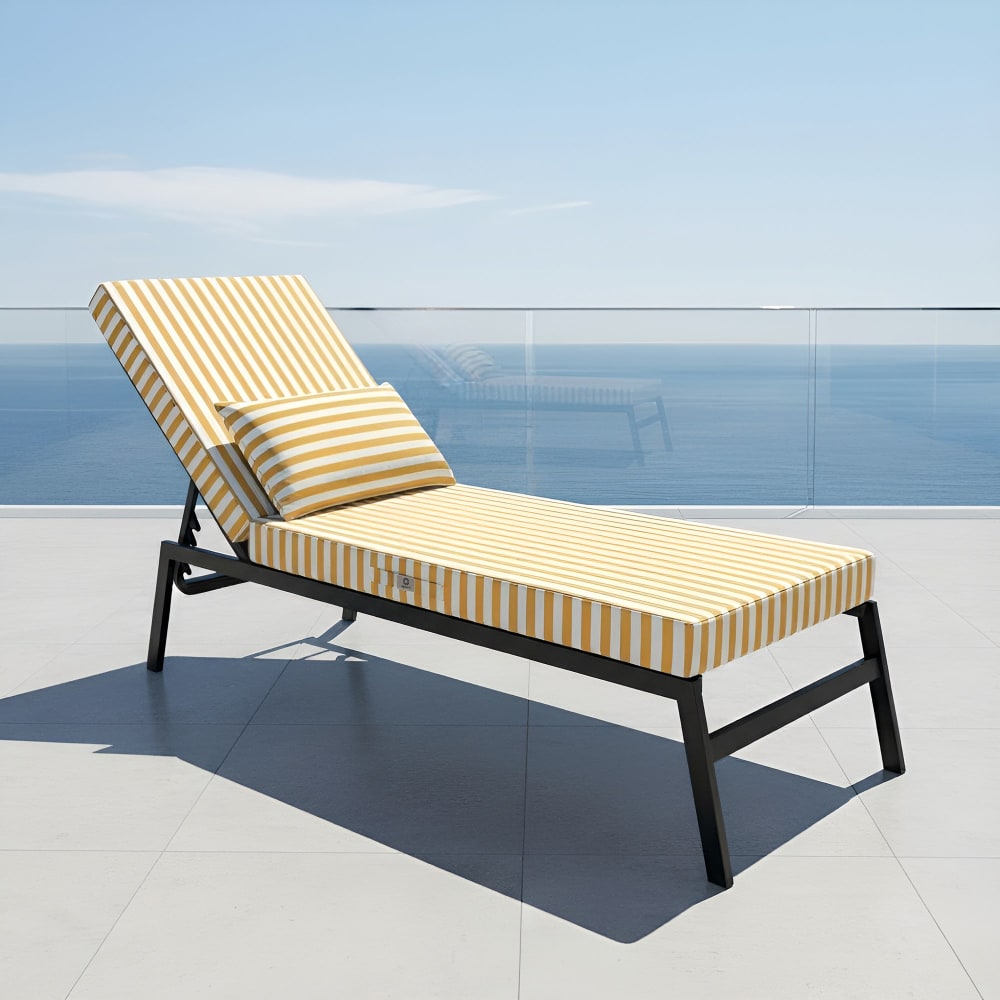 Coussin bain de soleil premium avec coussin - Rayures Jaunes