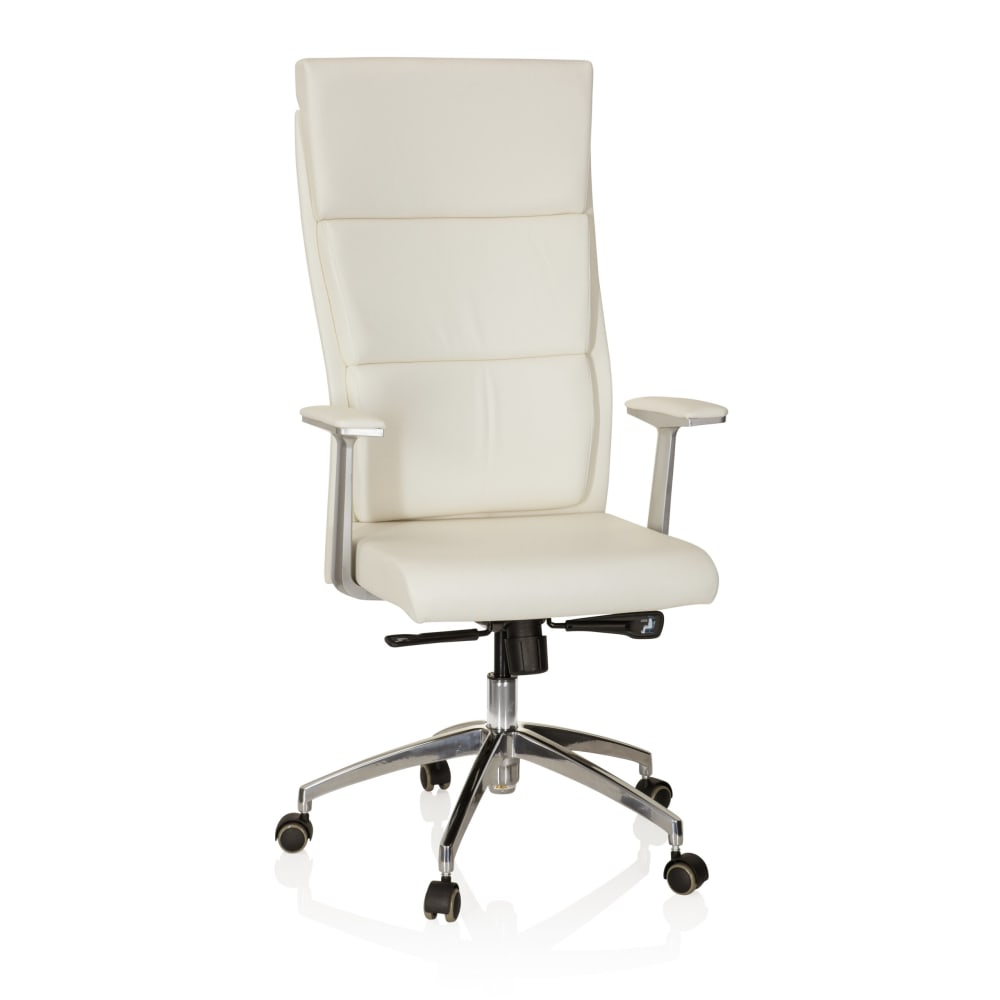 hjh OFFICE Luxus Chefsessel aus Leder, Cremeweiß - Leder