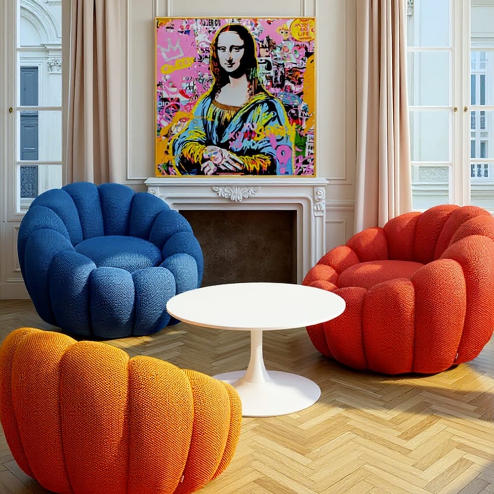 Fauteuil pivotant en polyester bleu effet résille - Maisons du Monde