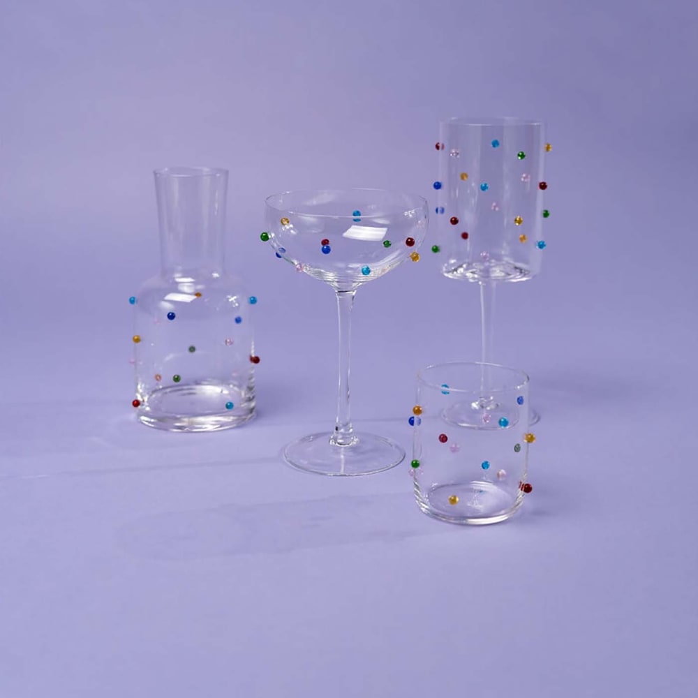 Lot de 4 - verres à eau en verre à pois multicolores en relief - Maisons du Monde