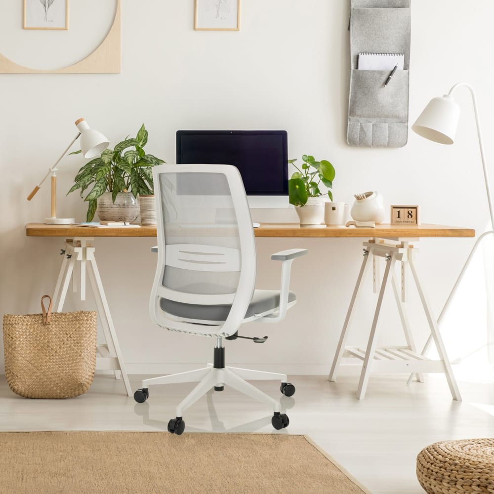 Home Office Bürostuhl aus Stoff / Netzstoff, Grau - Maisons Du
