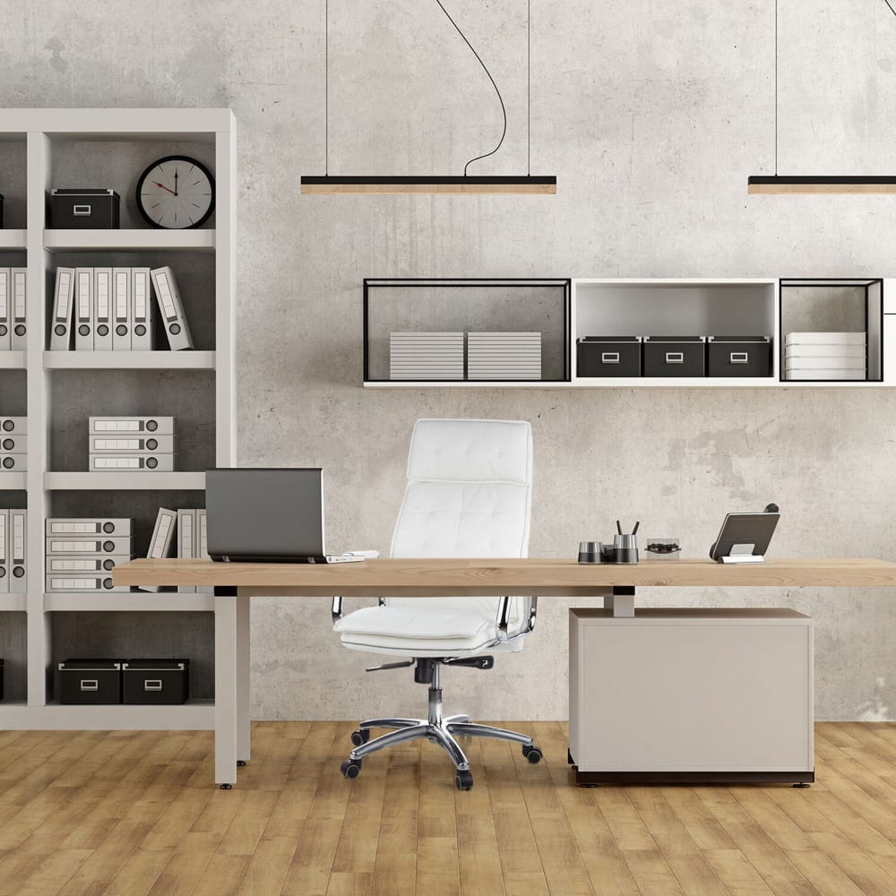 Profi Chefsessel aus Leder, Cremeweiß - Maisons Du Monde