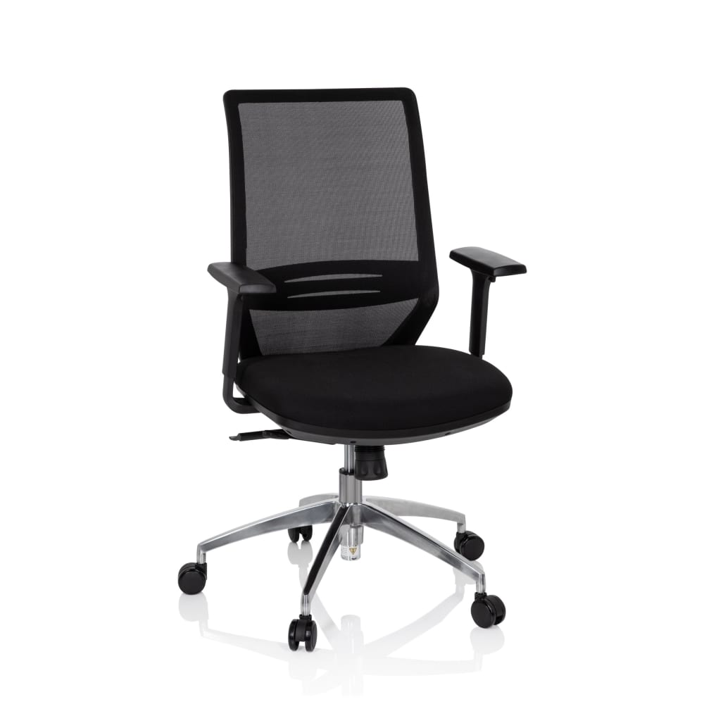 hjh OFFICE Profi Bürostuhl aus Stoff / Netzstoff, Schwarz Schwarz