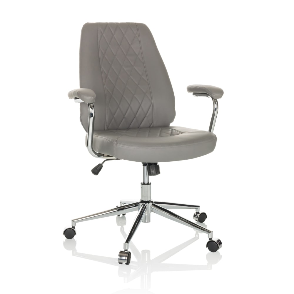 hjh OFFICE Home Office Chefsessel aus Kunstleder, Grau Grau Stoff