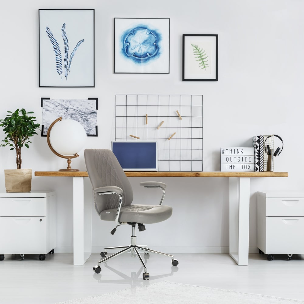 Home Office Chefsessel aus Kunstleder, Grau - Maisons Du Monde