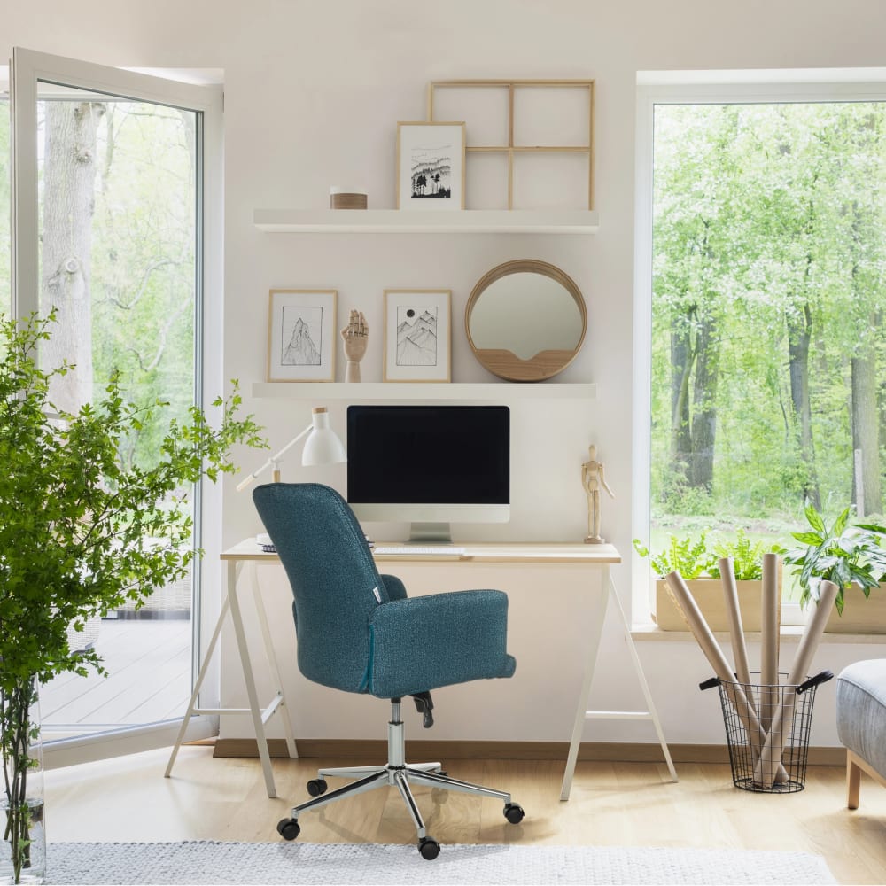 Home Office Bürostuhl aus Stoff, Petrol - Maisons Du Monde