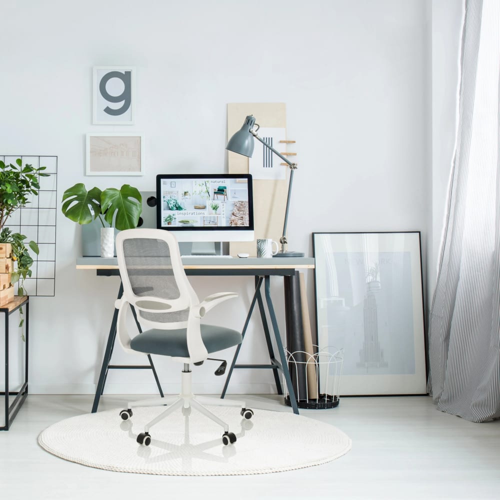 Home Office Bürostuhl aus Stoff / Netzstoff, Grau - Maisons Du