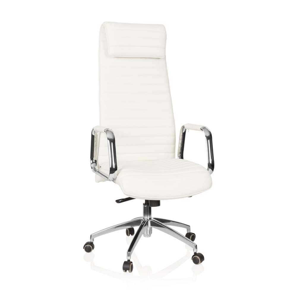 hjh OFFICE Luxus Chefsessel aus Leder, Cremeweiß - Leder