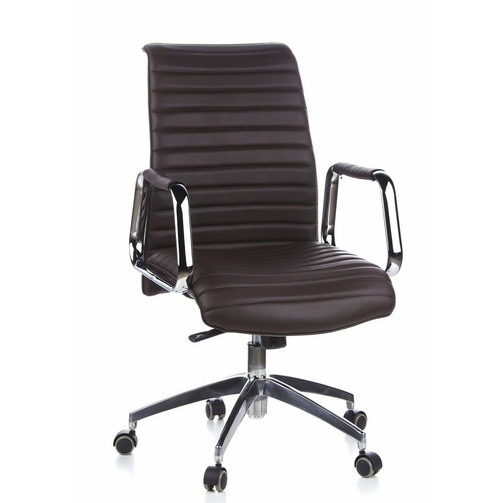 hjh OFFICE Profi Chefsessel aus Leder, Braun Braun Leder