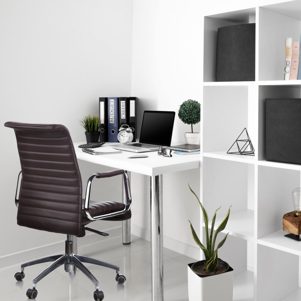 Profi Chefsessel aus Leder, Braun - Maisons Du Monde