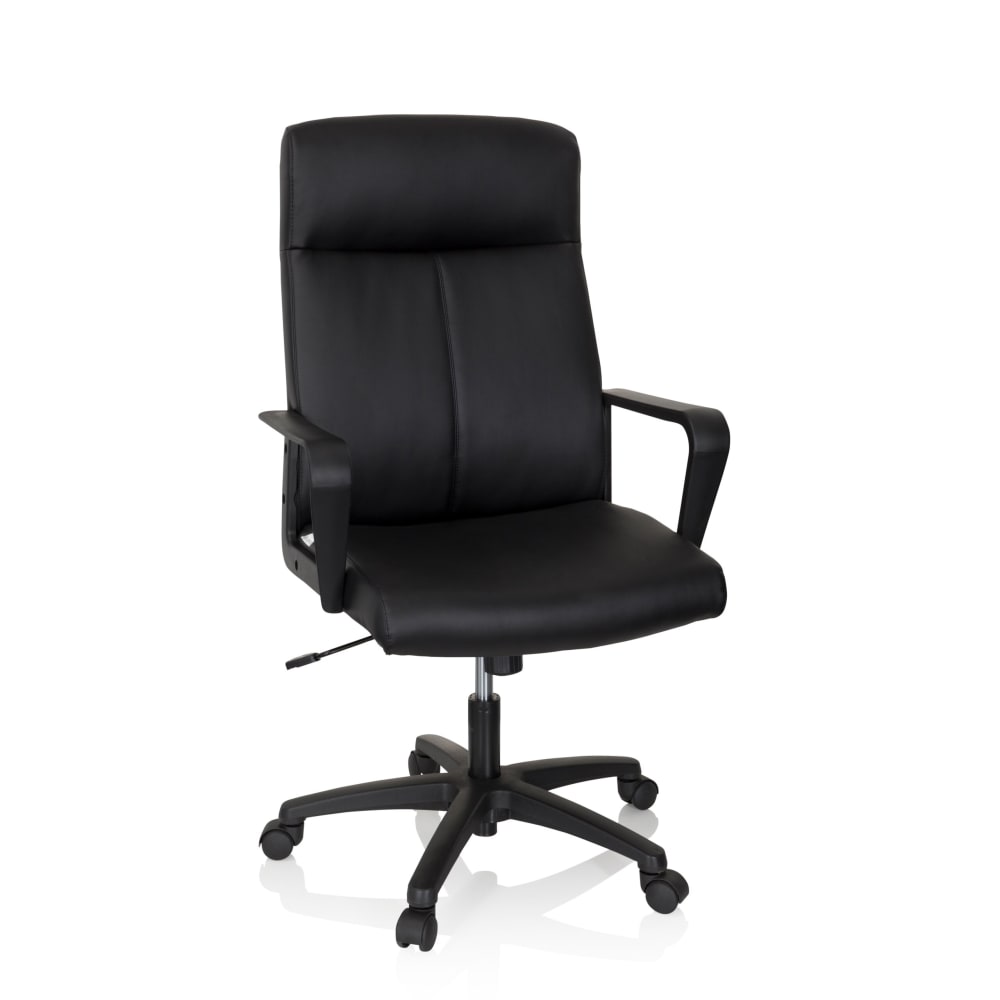 hjh OFFICE Profi Chefsessel aus Kunstleder, Schwarz Schwarz Stoff