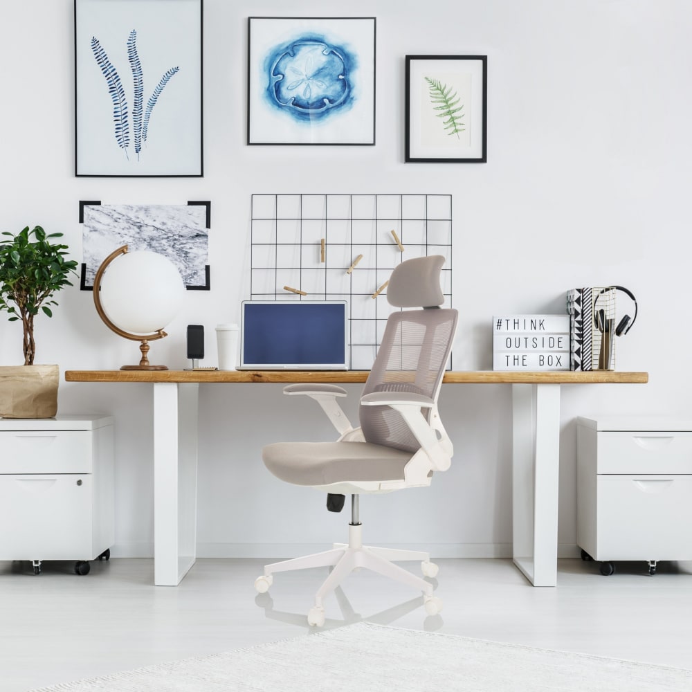 Home Office Bürostuhl aus Stoff / Netzstoff, Grau - Maisons Du