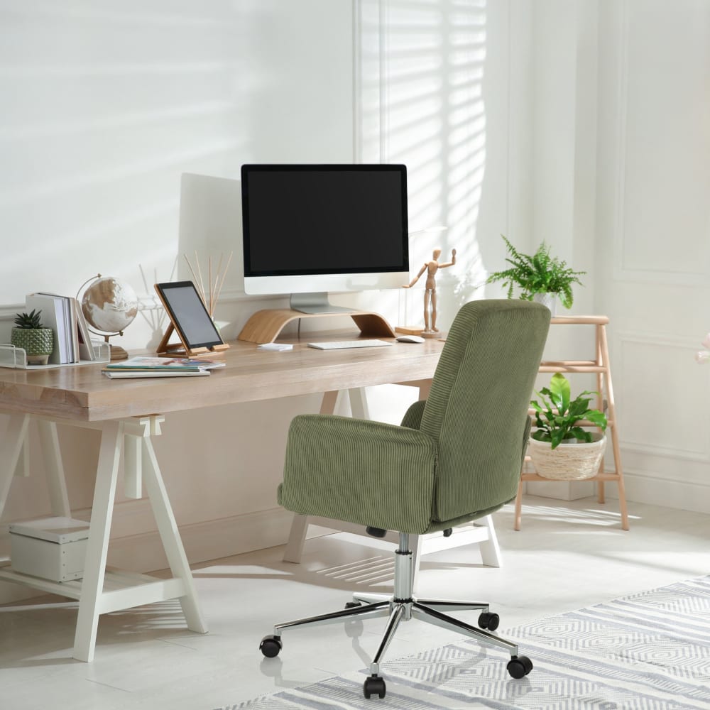 Home Office Bürostuhl aus Stoff, Dunkelgrün - Maisons Du Monde