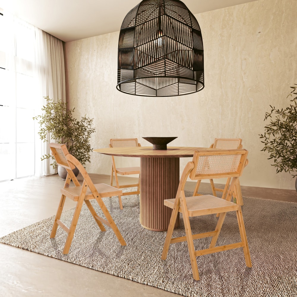 hjh LIVING Klappstuhl aus Bambus, Rattan, Braun Braun Bambus