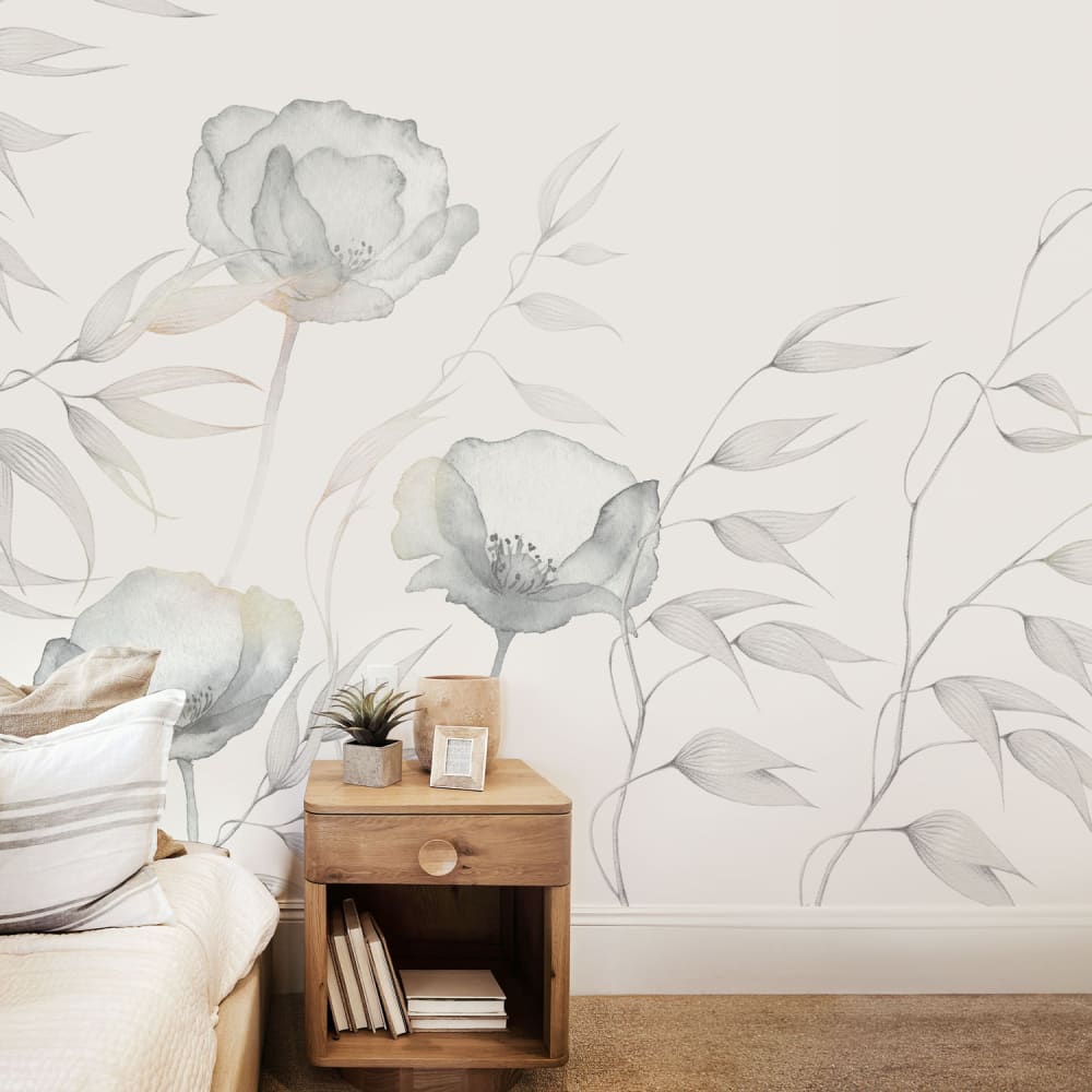 Acte Deco Panorama-Vliestapete Blumen im Wind, Beige 150 x 250cm style modern Beige Öko-Tex Zertifikat Papier
