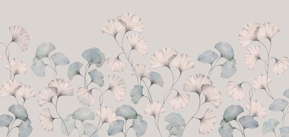 Papier peint esprit gingko, gris 150 x 250cm — vue 3
