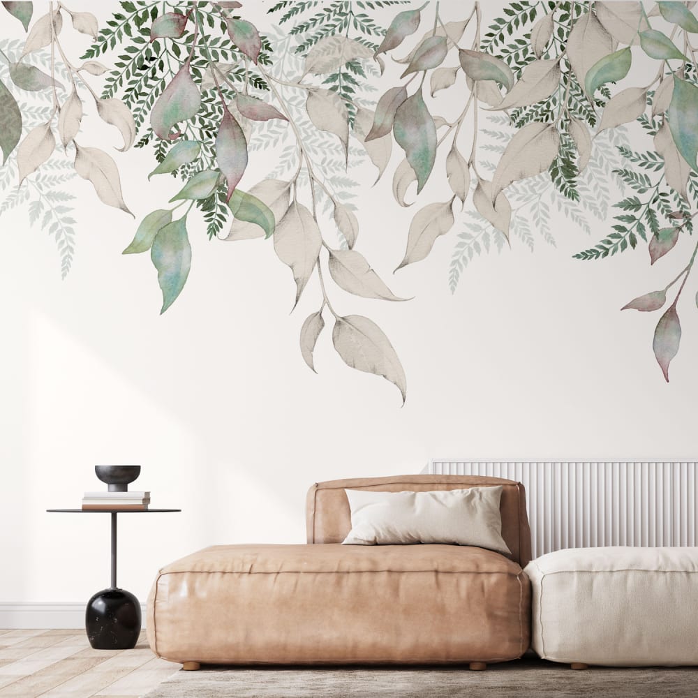 Acte Deco Panorama-Vliestapete Vegetationsgirlande, creme 375 x 250cm style modern Beige Öko-Tex Zertifikat Papier