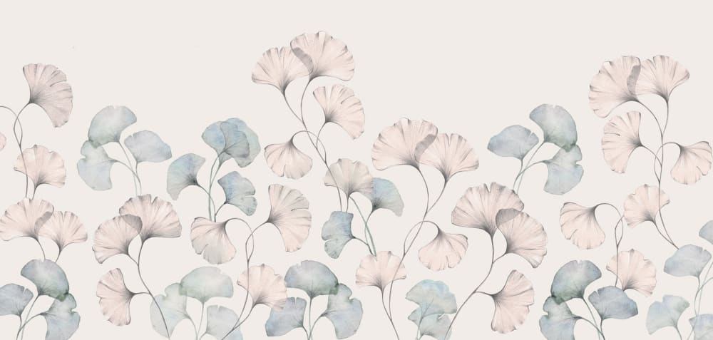 Papier peint esprit gingko, beige 225 x 250cm — vue 3