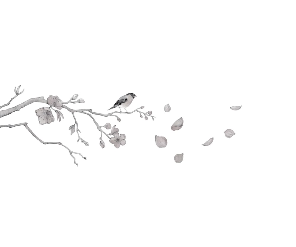 Papier peint cerisier, gris 225 x 250cm — vue 3
