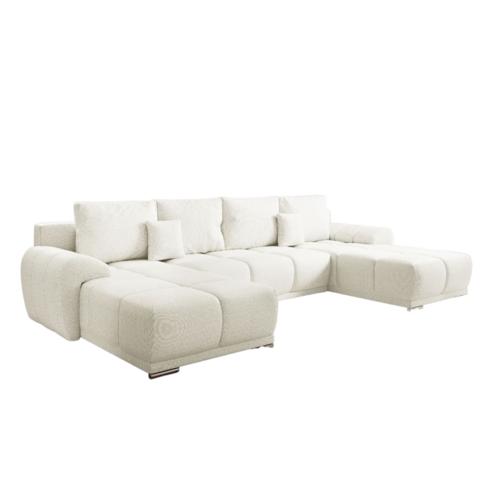 Canapé panoramique en tissu anti tâche hydrophobe beige