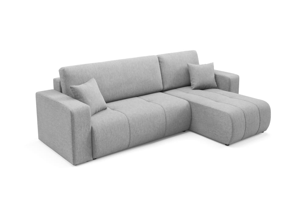 Canapé d'angle convertible en tissu anti tâche hydrophobe gris