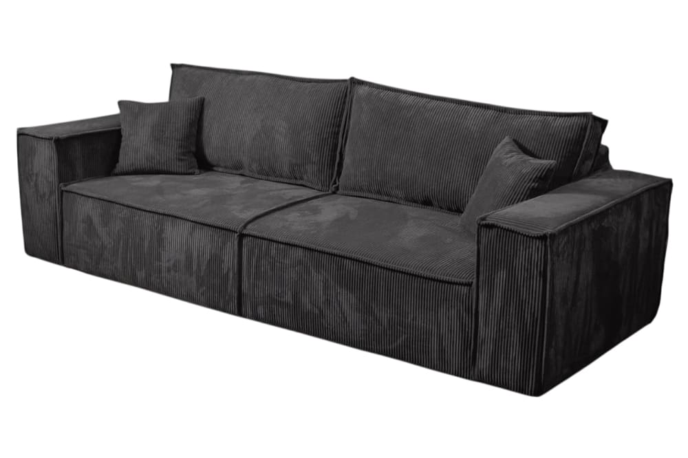 Canapé convertible 3 places en velours côtelé noir