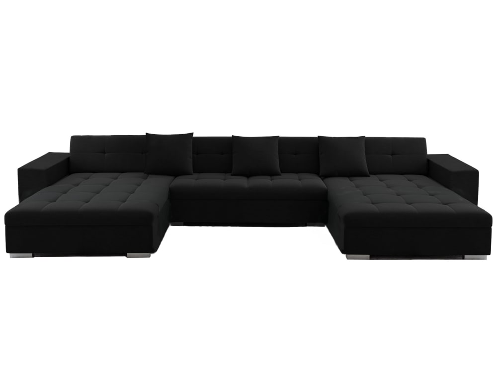 Canapé panoramique en U en tissu noir