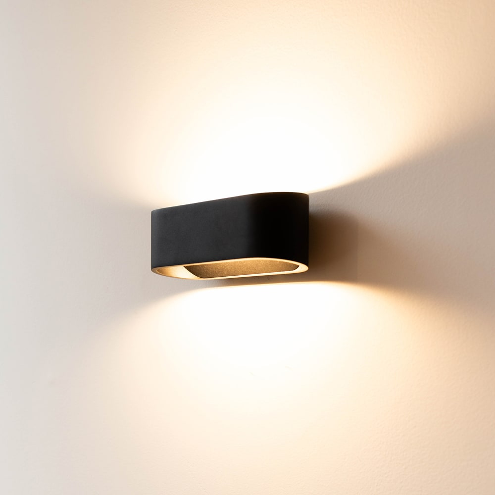 Applique murale rectangulaire en métal noir, 16 x 7 cm