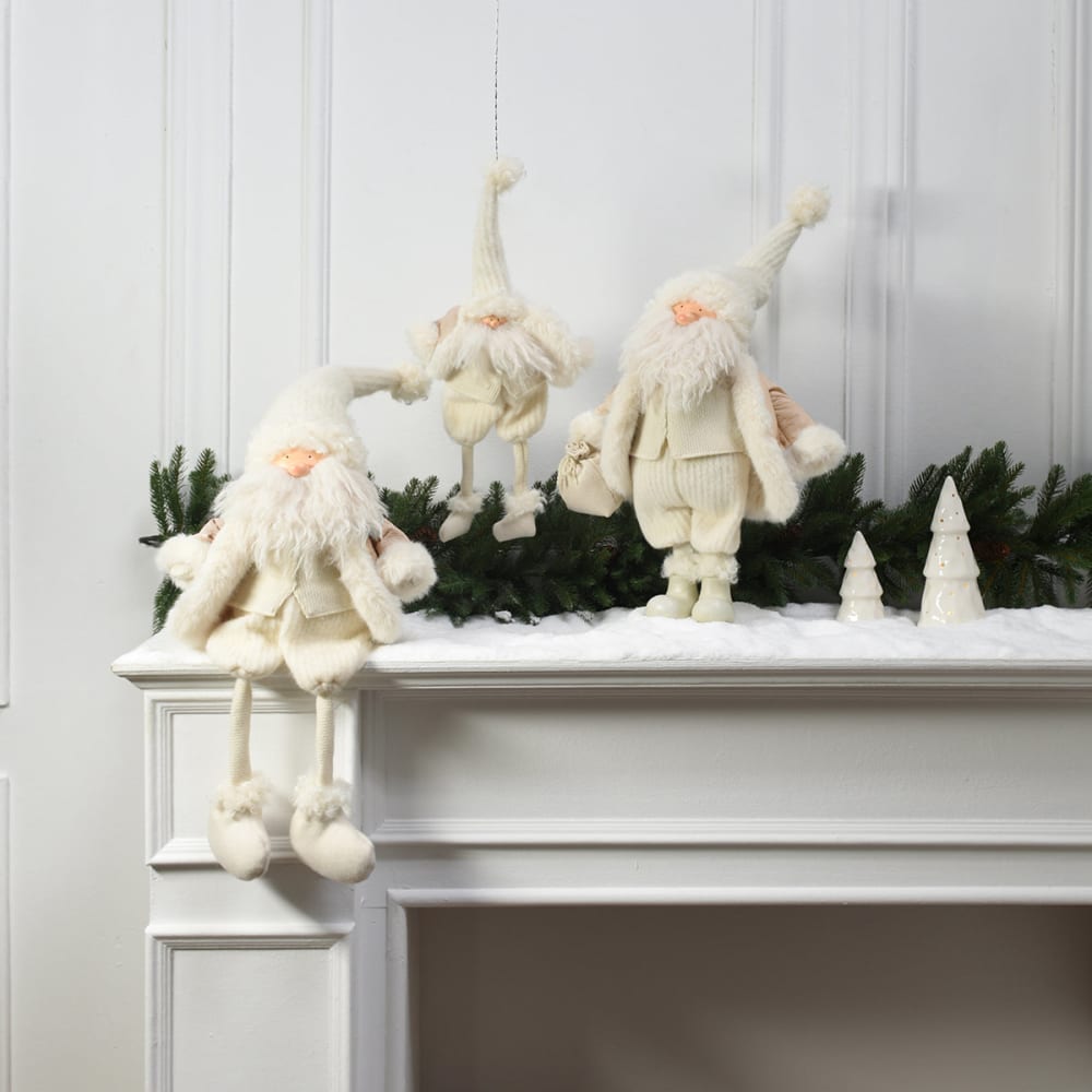 Figurine père noël à asseoir artificielle crème H78 - Maisons du Monde