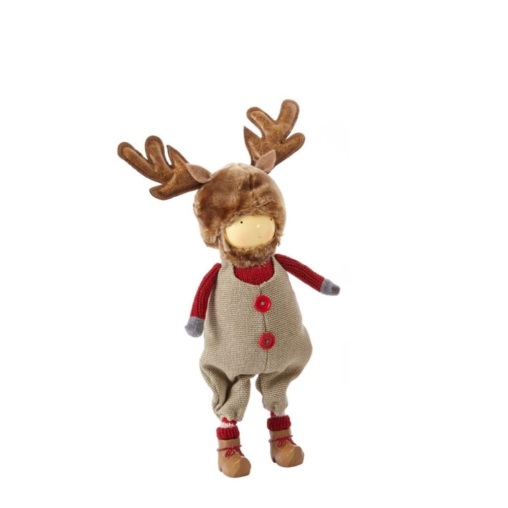 Sia Deco Figurine de noël garçon décorative en résine rouge et marron H34 style contemporain Garçon - Décoration de Noël