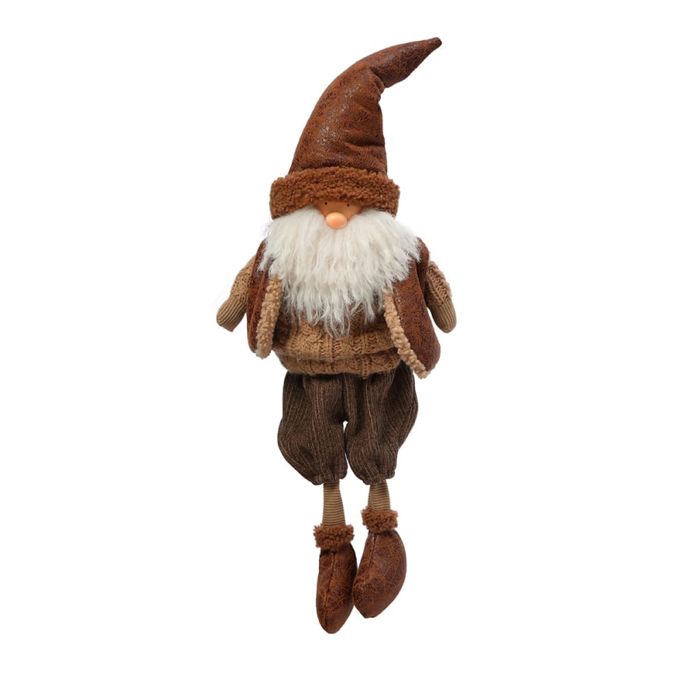 Sia Deco Figurine père noël à asseoir décorative artificielle crème H71 style contemporain Marron Pes - Polyester Décoration de Noël