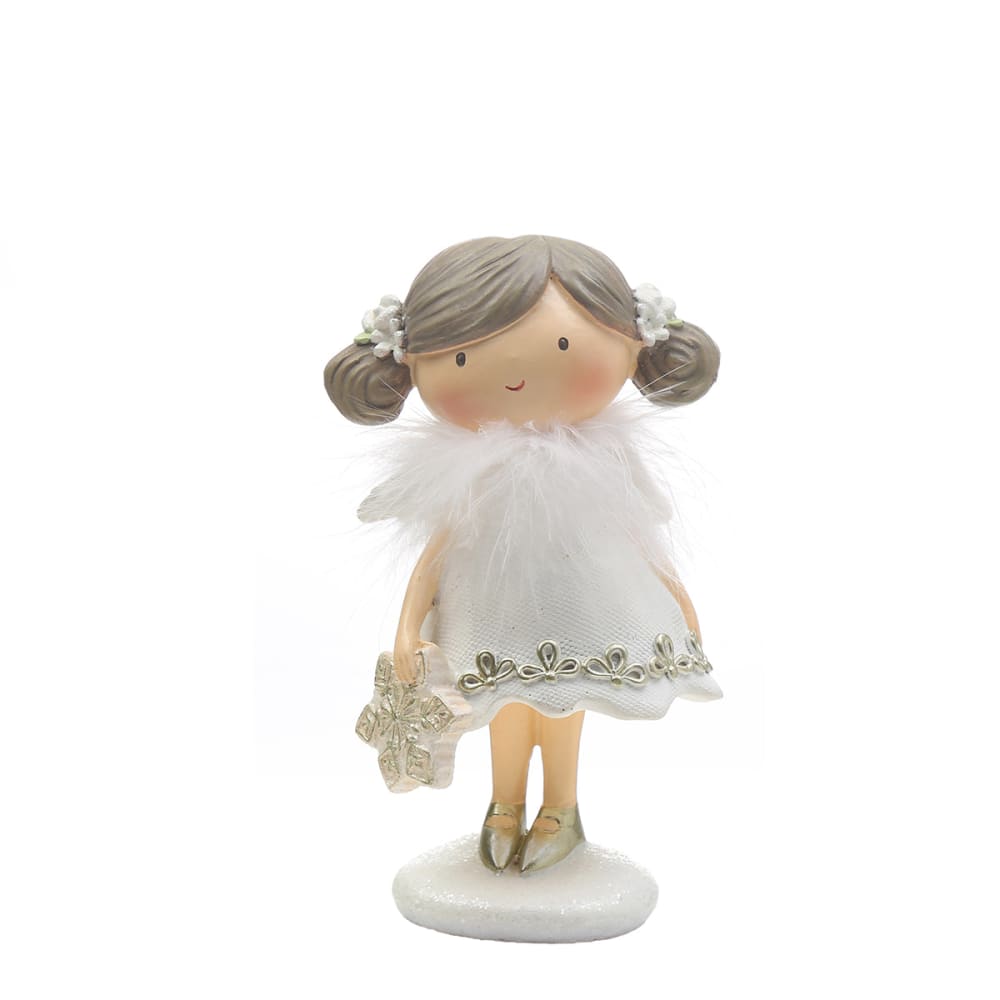 Figura de navidad niña con estrella artificial blanca h13