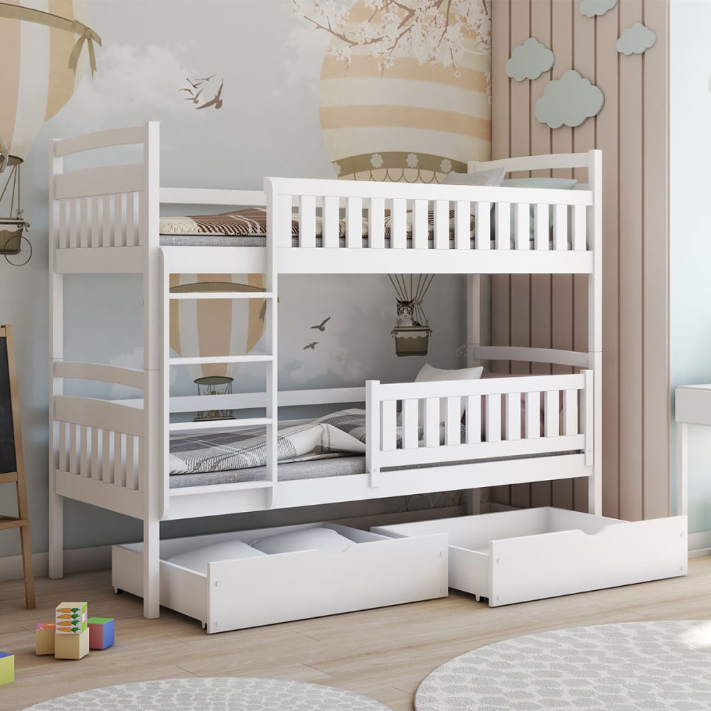 Lit superposé 90x200 sommier bois blanc Lit superposé 90x200 sommier bois blanc
