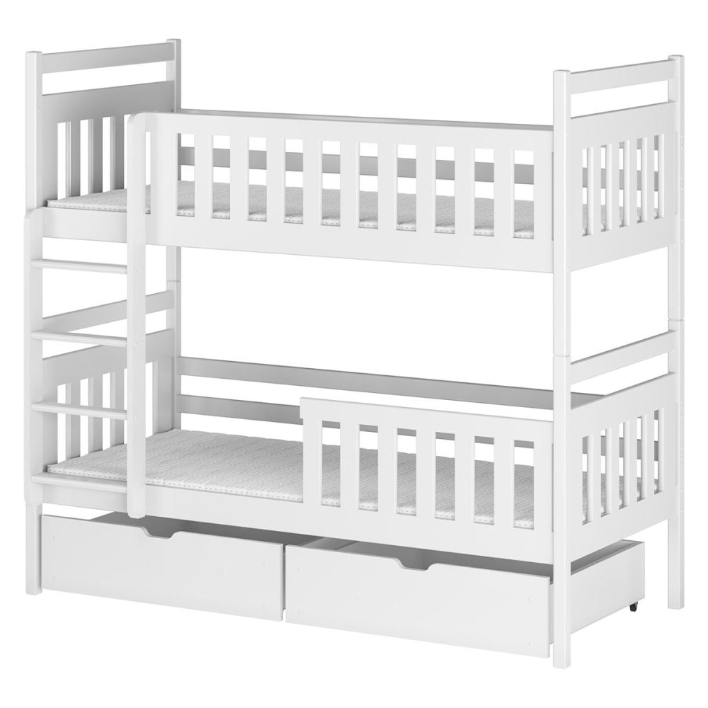 Lit superposé 90x200 sommier bois blanc