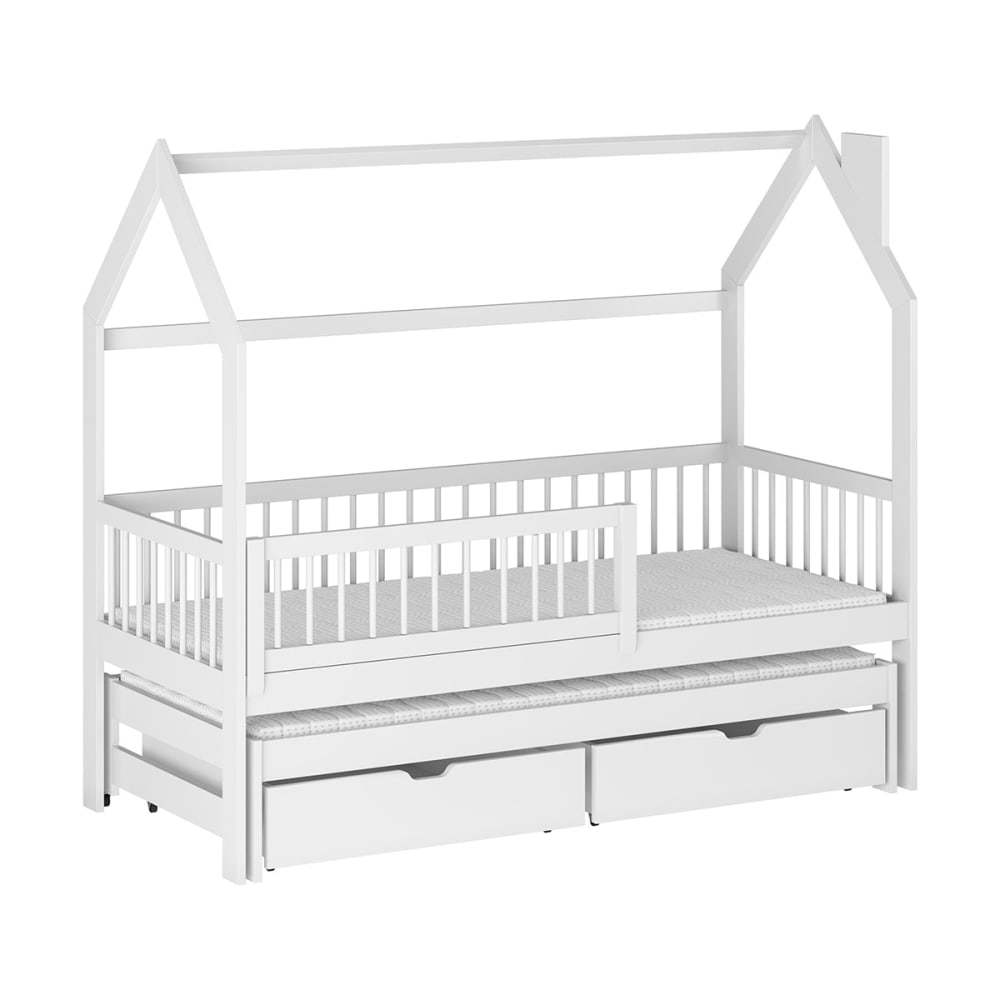 Lit cabane 90x200 sommiers lit bois blanc Lit cabane 90x200 sommiers lit bois blanc