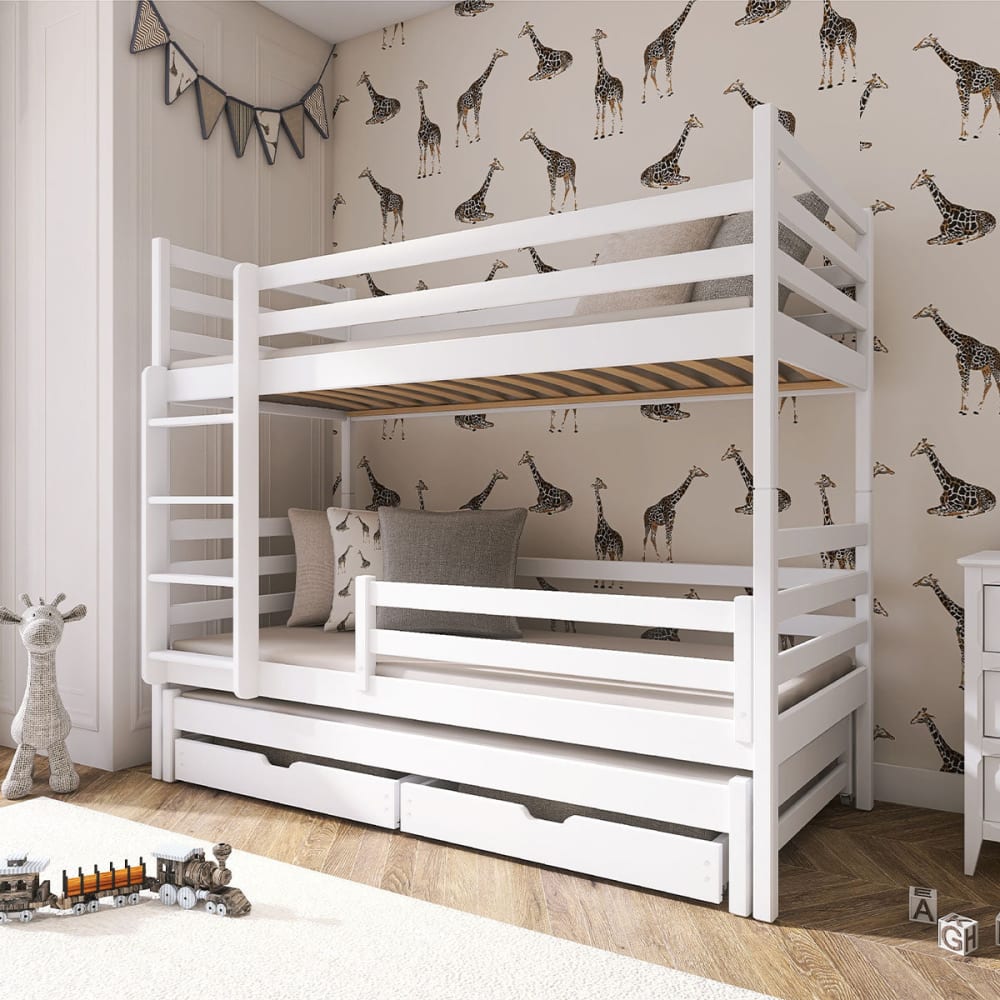 Lit superposé 90x200 sommier lit bois blanc Lit superposé 90x200 sommier lit bois blanc