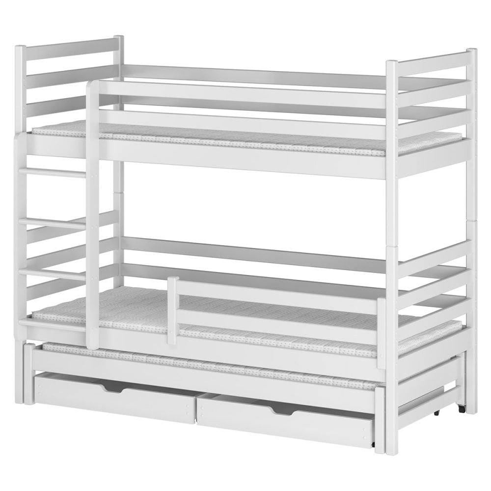 Lit superposé 90x200 sommier lit bois blanc - Maisons du Monde