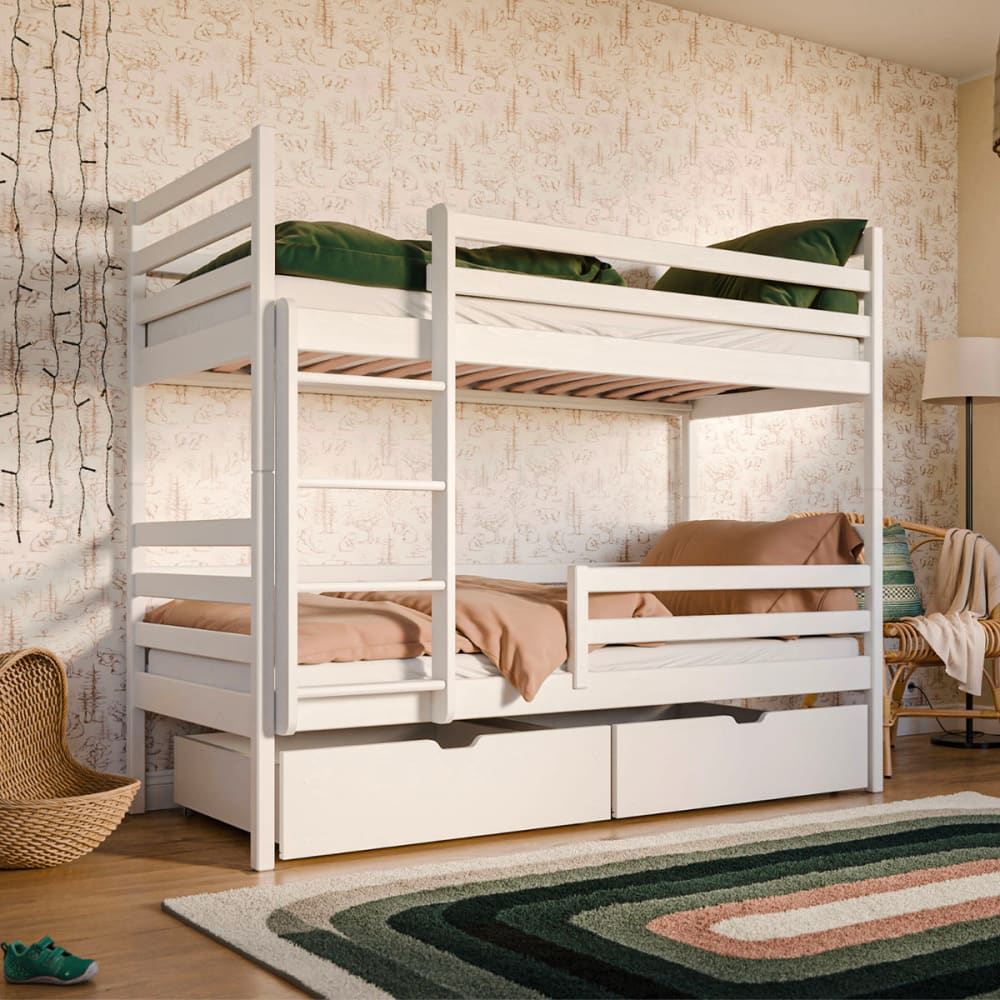 Lit superposé 90x200 sommier bois blanc Lit superposé 90x200 sommier bois blanc