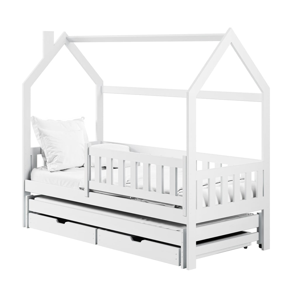 Lit cabane 90x200 sommiers lit bois blanc - Maisons du Monde