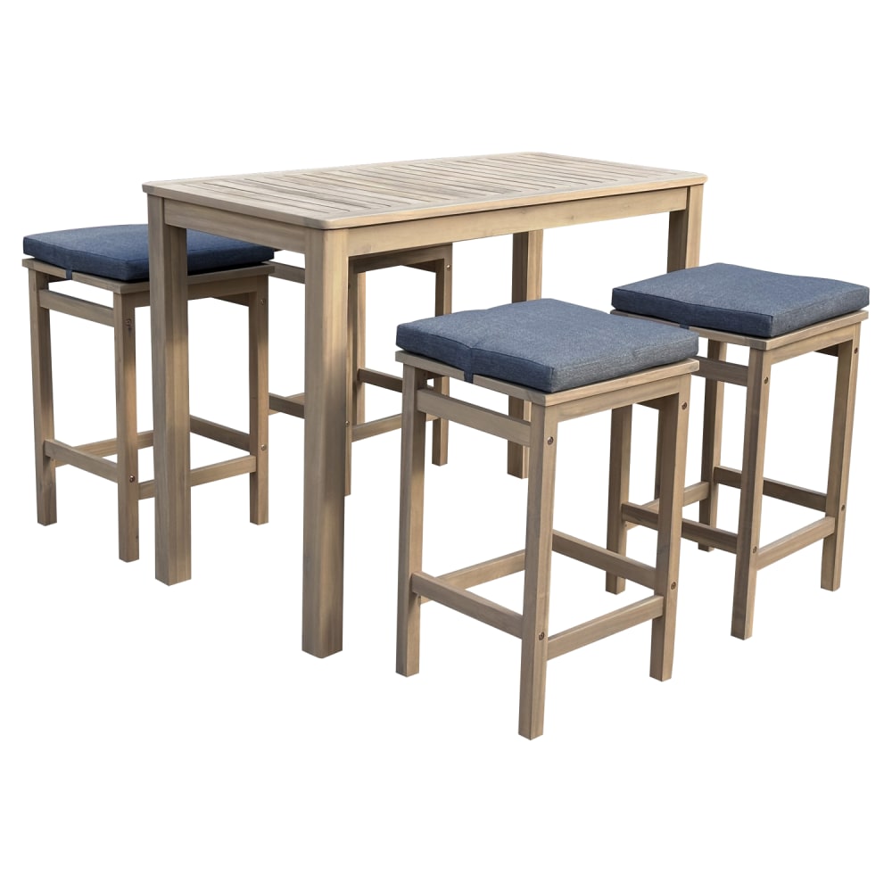 Mange debout 4 places en acacia avec coussins gris