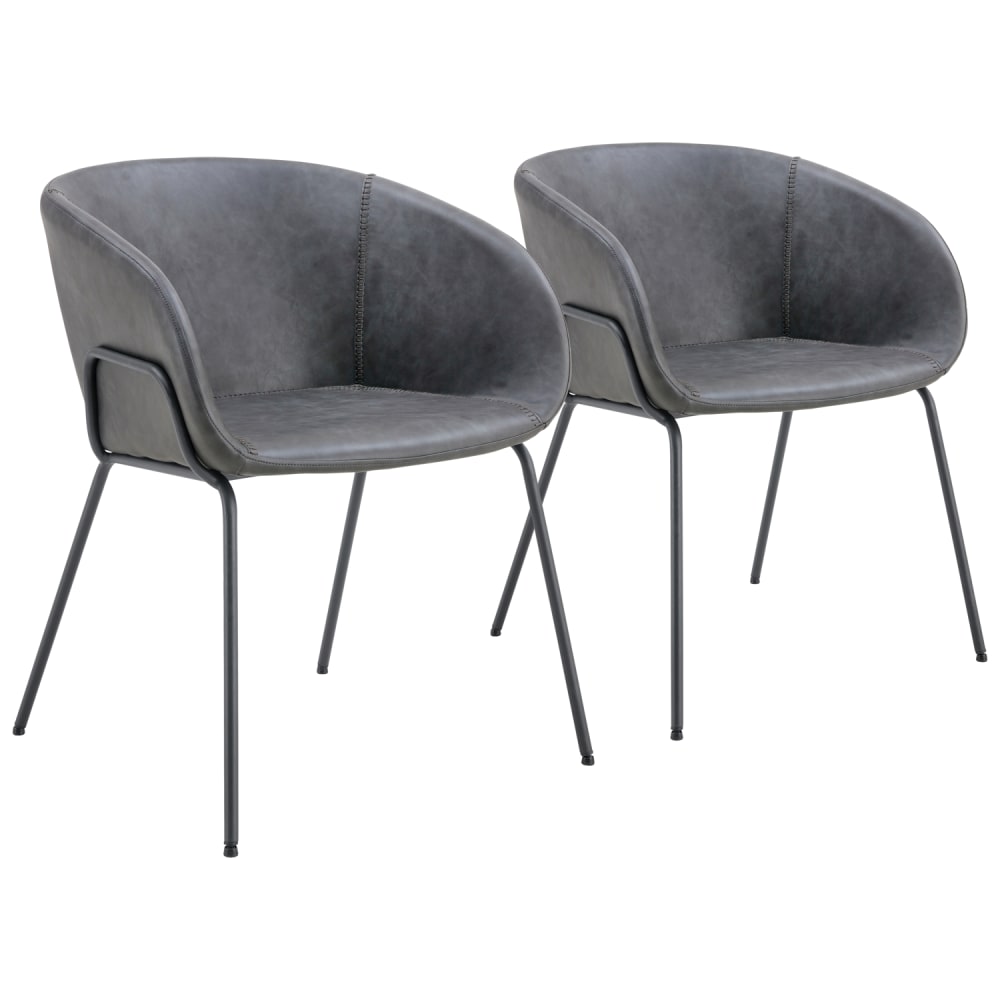 Happy Garden 2er Set Stühle aus dunkelgrauem Kunstleder style classic chic - Pvc - Polyvinlychlorid