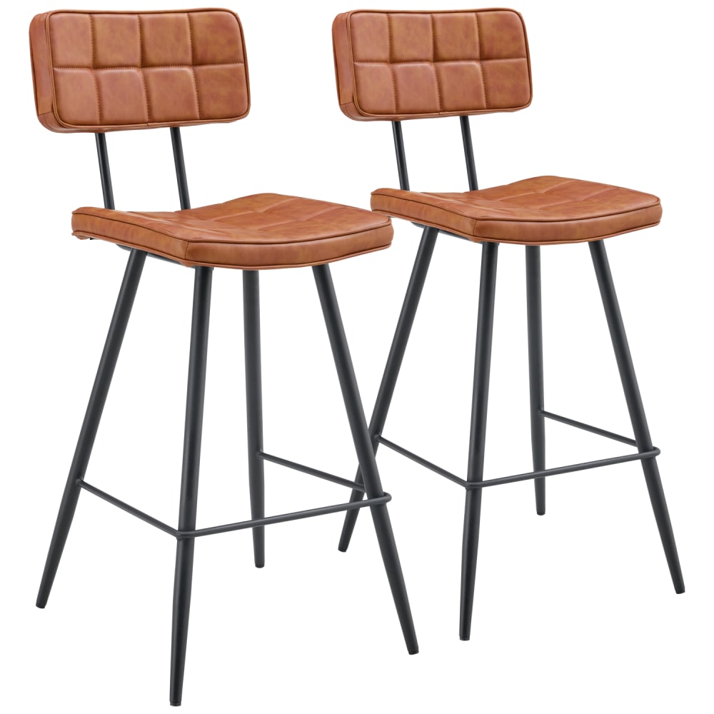 Happy Garden 2er Set Barhockern in Cognac-Optik style vintage orange Pvc - Polyvinlychlorid