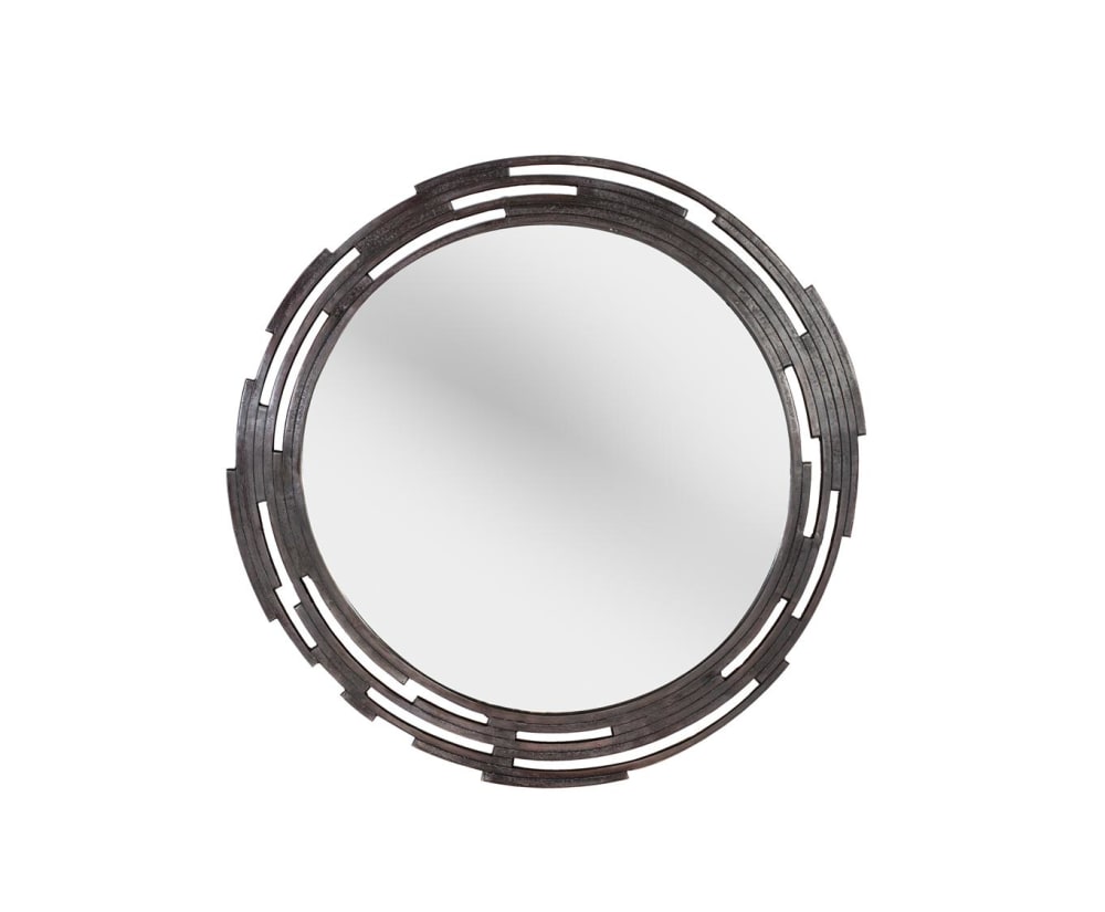 Miroir rond avec cadre plat en métal